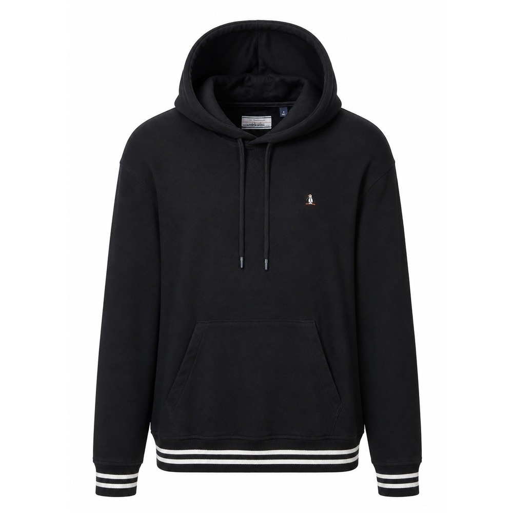 Original Penguin TV Pete Fleece Hoodie Mens L Varsity Stripe Preppy Embroidered